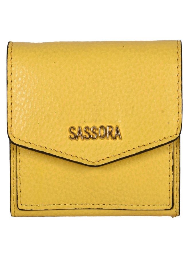 Sassora Genuine Leather Small Card Holder for Girls (Yellow) - Image 1