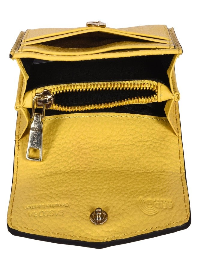 Sassora Genuine Leather Small Card Holder for Girls (Yellow) - Image 2