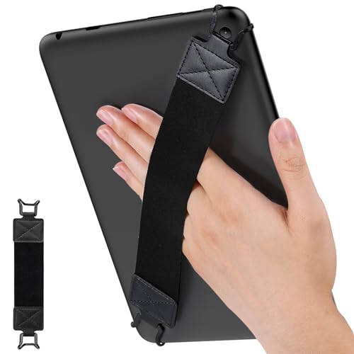 MoKo Security Hand-Strap for 9-11 Inch Tablet, iPad/IP-ad Pro/iPad Air/Kindle Fire HD/Samsung, High-Elasticity Versatile Hand Strap Lightweight Finger Grip Holder, Black Belt, Black - Image 1