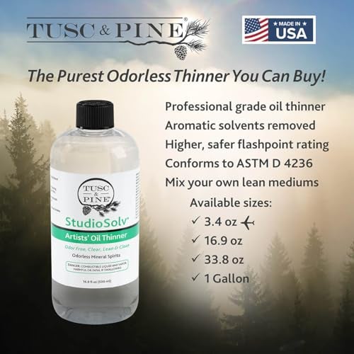 Tusc & Pine Tusc Pine StudioSolv Odorless Mineral Spirits Gallon Purified OdorFree Spirit Solvent for Thinning Oils Artists Painting Thinner Professionals More - Image 3