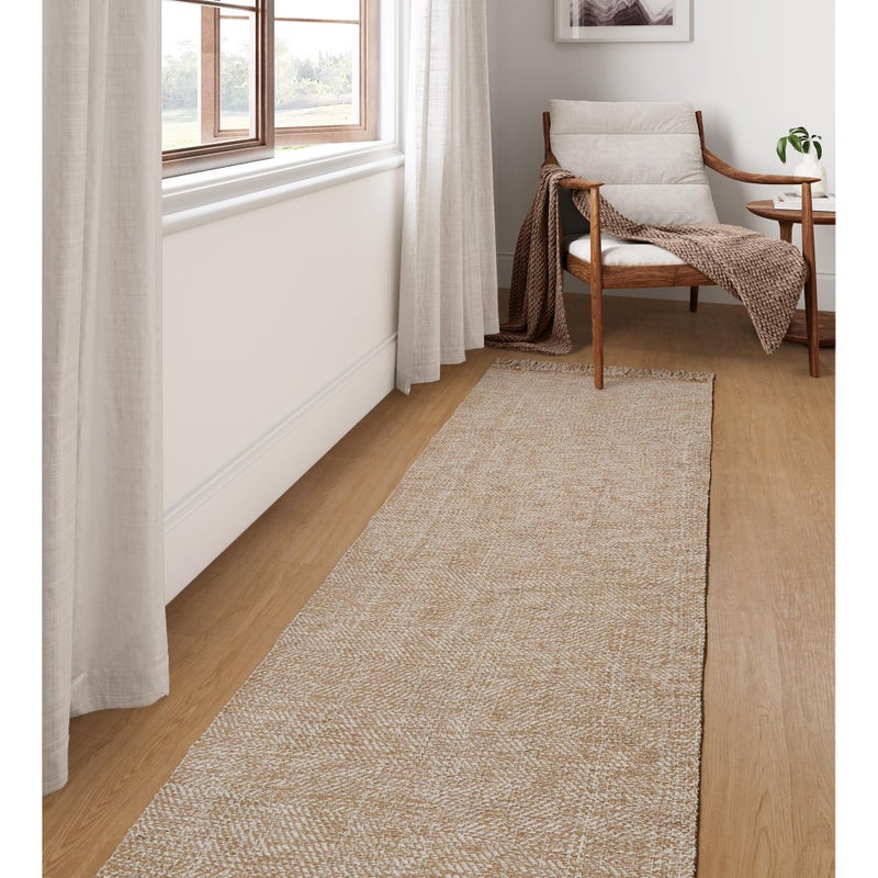 Collive Long Hallway Runner Rug 26 x 10 Washable Runner Indoor Entryway Rug TanCream Braided Woven Kitchen Runner Rugs LowProfile Front Door Floor Carpet for Laundry Room Bedroom Doorway
