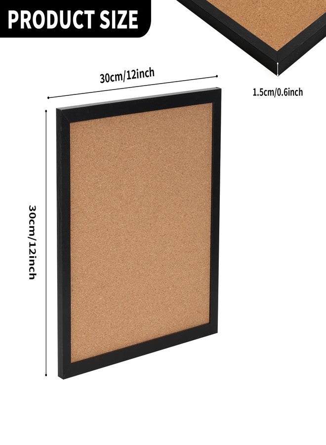 Axigundaone 4 Pcs Square Framed Cork Boards, 12 x12 Inch Small Bulletin Board Tiles for Wall, 1/2 Inch Thick Cork Bulletin Boards for Office,School, Home Decoration (Black Frame) - Image 2