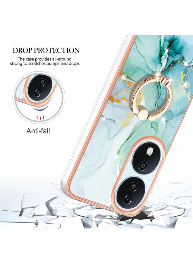 اس-توب جراب لهاتف Honor X7b 4G / 5G مصنوع من مادة TPU IMD مطلية بالرخام الكهربائي مع حامل حلقي - Image 4