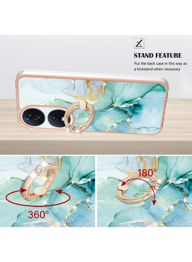 اس-توب جراب لهاتف Honor X7b 4G / 5G مصنوع من مادة TPU IMD مطلية بالرخام الكهربائي مع حامل حلقي - Image 3