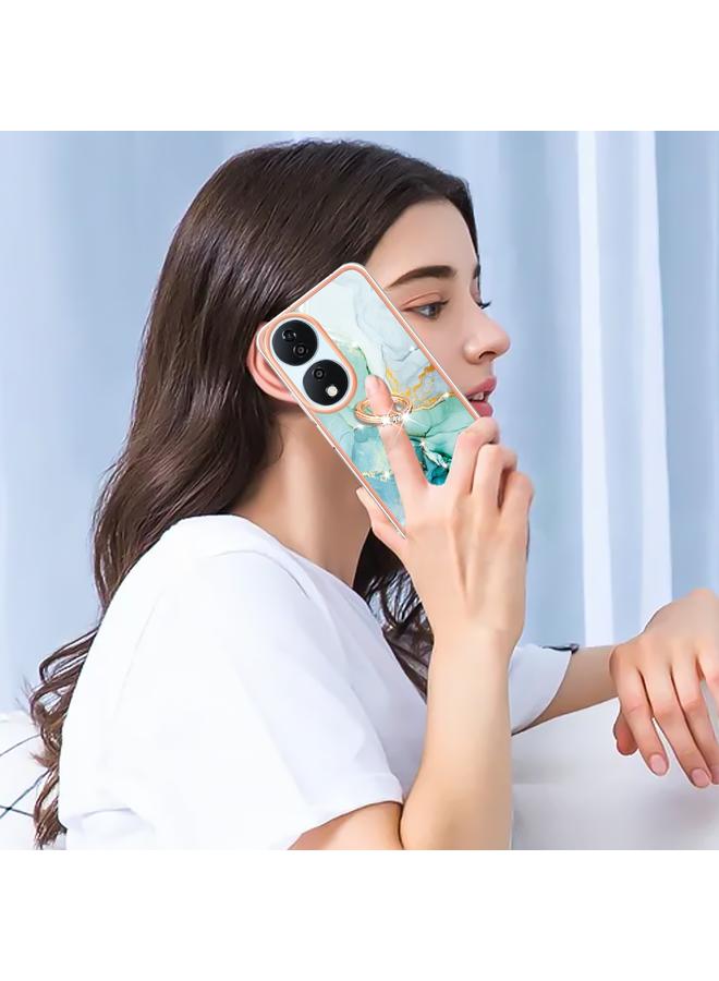 اس-توب جراب لهاتف Honor X7b 4G / 5G مصنوع من مادة TPU IMD مطلية بالرخام الكهربائي مع حامل حلقي - Image 5