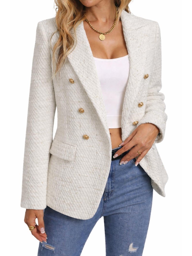 Mina Self White Blazer Jackets for Women 2026 Winter Fashion Clothes Off White Cream Ivory Slim Fit Outfis Cheap Long Sleeve Chaqueta Blanca para Mujer Womens White Blazers Jacket Suits Tops Top - Image 1