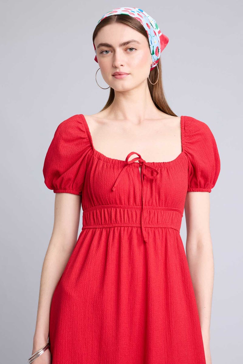 DeFacto Red Woman Square Collar Midi Dress Casual - Image 5