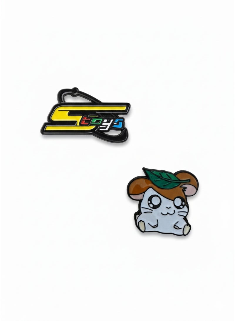 Space Dual-piece metal sticker with the Spacetoon channel logo and the famous Hamtaro character - Image 1