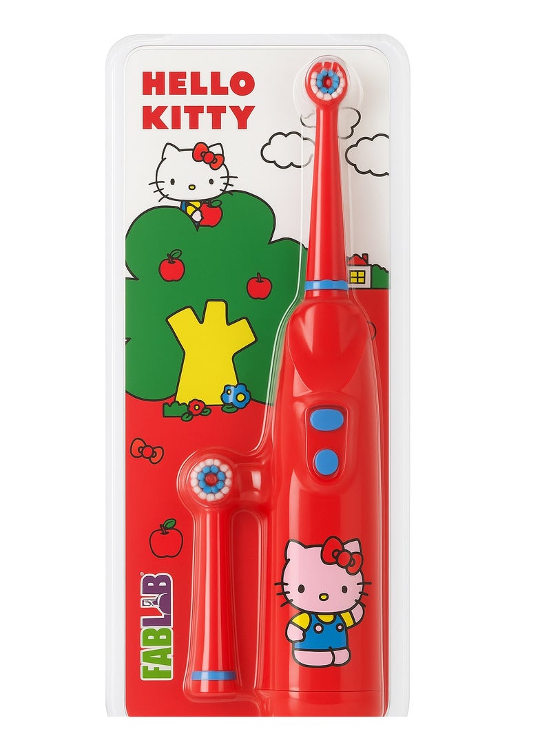 هالو كيتي فرشاة أسنان ناعمة بتصميم شخصية هلو كيتي تعمل بالبطارية بمقبض مطاط ورأس فرشاة إضافي من فابلاب نيكلوديون - Image 1