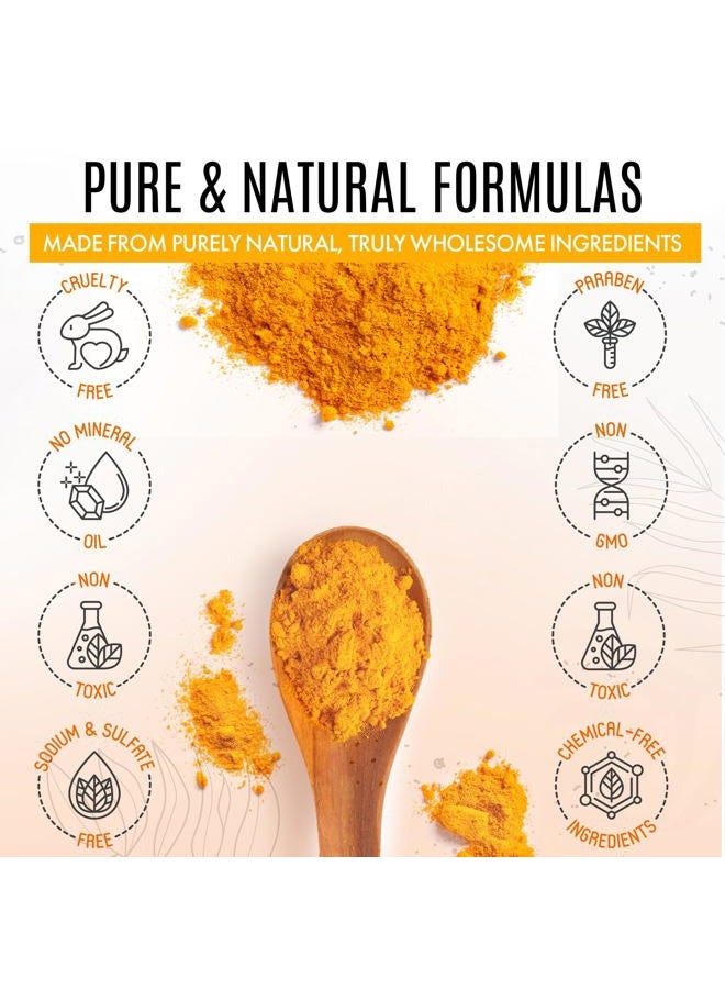 Healov Turmeric Skincare Set - Turmeric Skin Care Products Brightening & Acne - Turmeric Skin Care Kit, Turmeric Skin Care Set - Turmeric Cleanser, Body Scrub, Face Cream & Facial Serum - Image 5