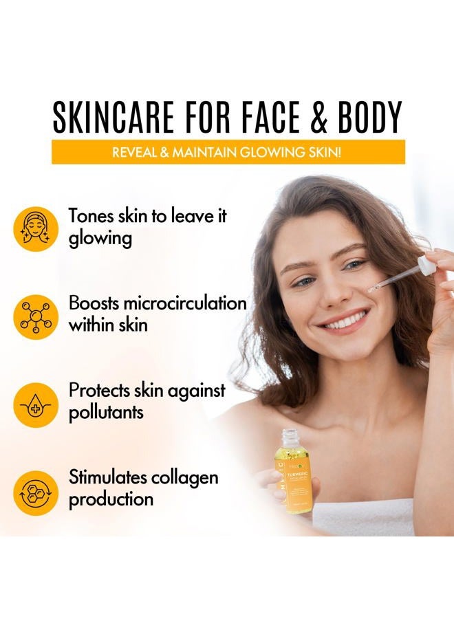 Healov Turmeric Skincare Set - Turmeric Skin Care Products Brightening & Acne - Turmeric Skin Care Kit, Turmeric Skin Care Set - Turmeric Cleanser, Body Scrub, Face Cream & Facial Serum - Image 4