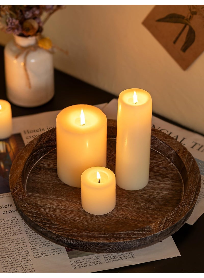 Hoasis Round Wooden Candle Tray - Rustic Farmhouse Decorative Tray 11 Inch, Natural Paulownia Wood Centerpiece for Coffee Table, Living Room, Kitchen, Home Decor - Perfect for Candles, Plants, and Decor - Image 4