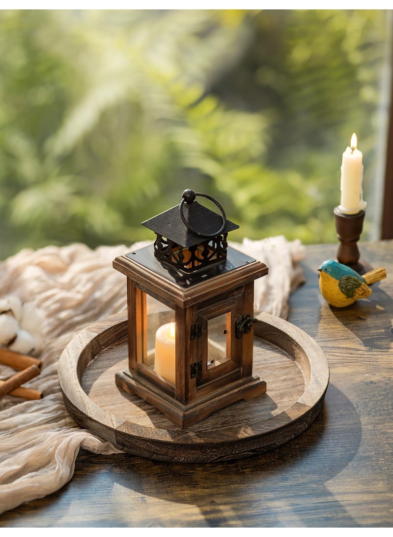 Hoasis Round Wooden Candle Tray - Rustic Farmhouse Decorative Tray 11 Inch, Natural Paulownia Wood Centerpiece for Coffee Table, Living Room, Kitchen, Home Decor - Perfect for Candles, Plants, and Decor - Image 5