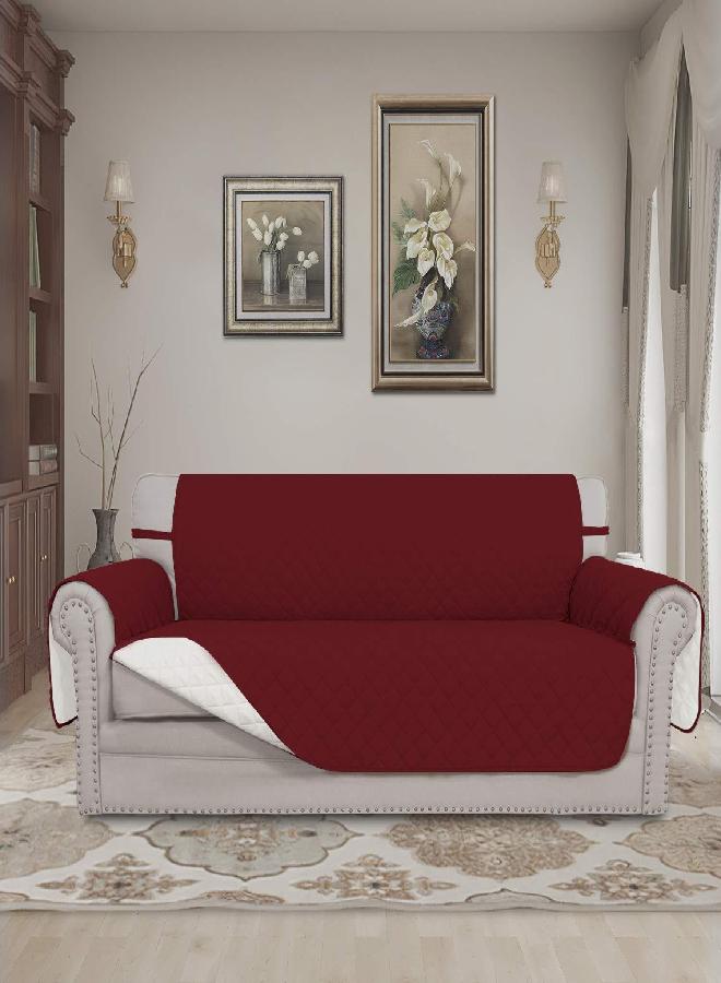 Collections Etc Collections Etc Diamond-Shape Quilted Stretch Recliner Cover with Storage Pockets - Furniture Protector, Burgundy, Recliner  - Image 3