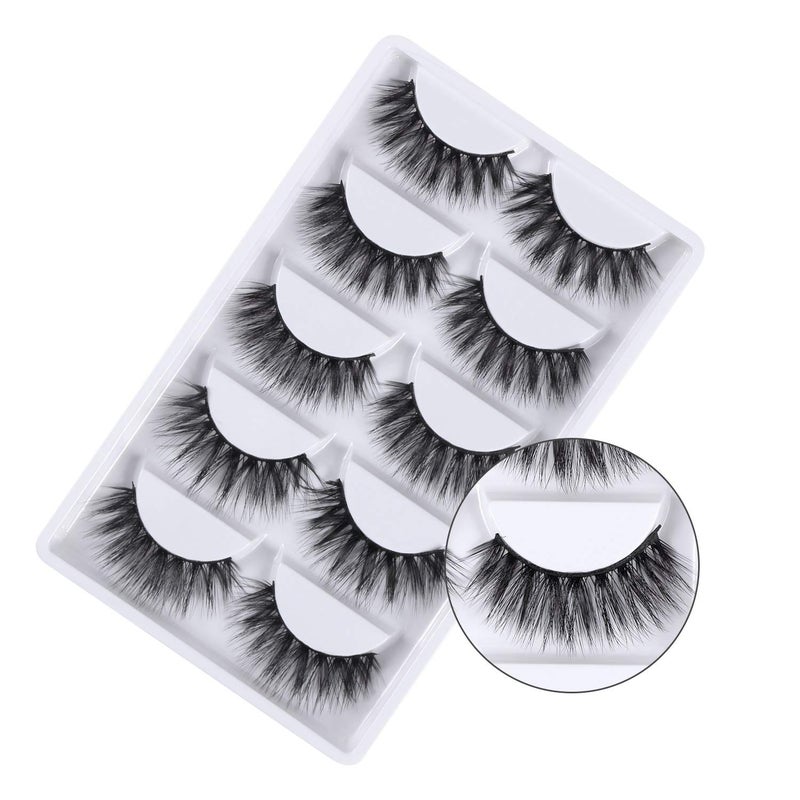 EVERMARKET 3D False Eyelashes, 3D Faux Mink Fake Eyelashes Handmade Dramatic Thick Crossed Cluster False Eyelashes Black Nature Fluffy Long Soft Reusable,Style 1 (5 Pairs) - Image 1
