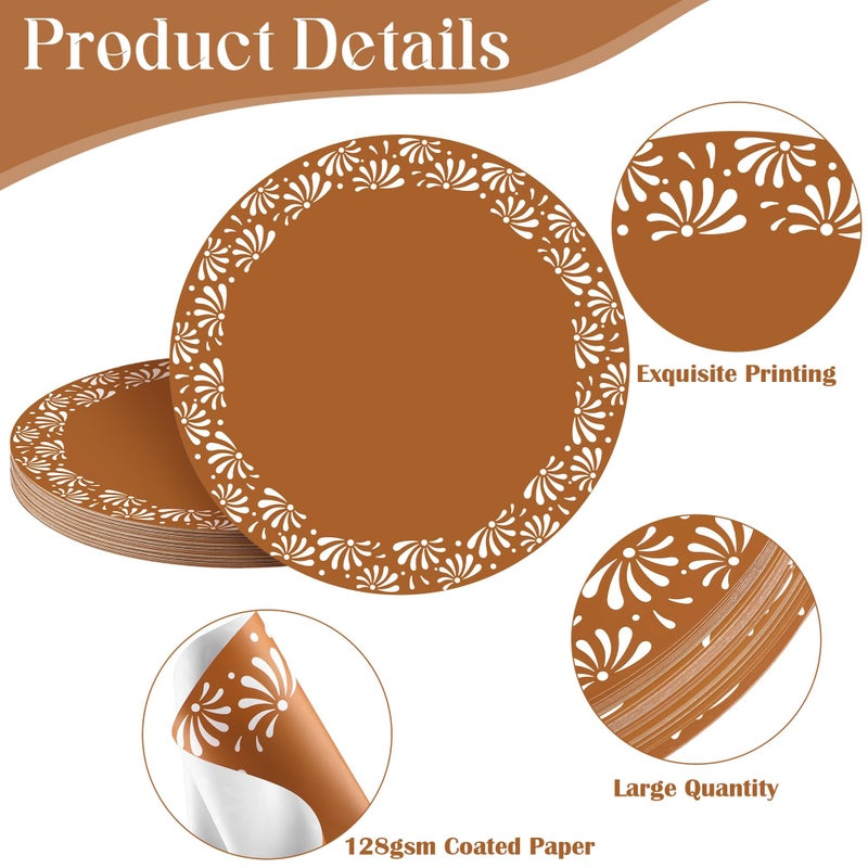 Kochorie 50 Pcs Cielito Lindo Mexican Paper Placemats 13 Inch Round Platos De Barro Mexicanos Disposable Table Mats for Cielito Lindo Party Decoration Cinco de Mayo Wedding Birthday Baby Shower - Image 3