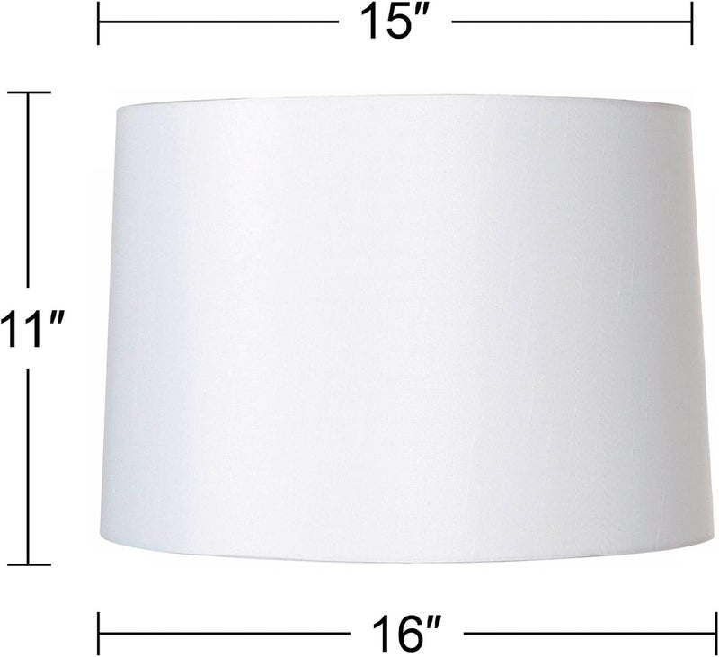 Springcrest White Fabric Large Hardback Lamp Shade 15" Top x 16" Bottom x 11" High (Spider) Replacement with Harp and Finial - - Image 4