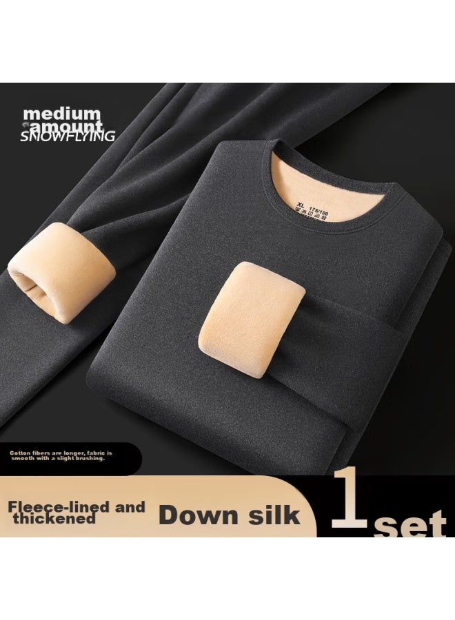 Flying in the snow Xuezongfei [down And Silk] Winter New Warm Underwear For Men, Fleece-lined Thick Base Layer Men's Set For Winter  - Image 1