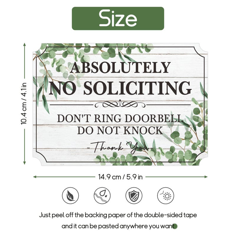 LUHIMO No Soliciting Sign for Front Doorï¼ŒSelf-Adhesive Elegant Do Not Knock or Ring Doorbell No Soliciting Sticker for Home, No Solicitors Sign for Doorbell, House Door, Home, Office 5.9"x 3.9" - Image 2