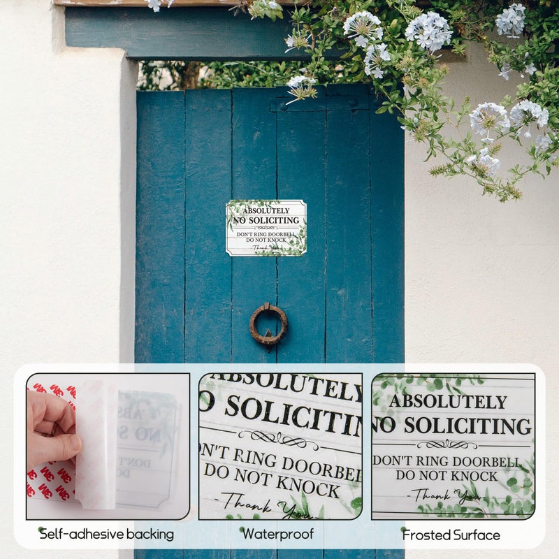LUHIMO No Soliciting Sign for Front Doorï¼ŒSelf-Adhesive Elegant Do Not Knock or Ring Doorbell No Soliciting Sticker for Home, No Solicitors Sign for Doorbell, House Door, Home, Office 5.9"x 3.9" - Image 3