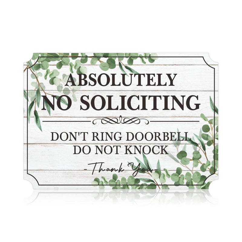 LUHIMO No Soliciting Sign for Front Doorï¼ŒSelf-Adhesive Elegant Do Not Knock or Ring Doorbell No Soliciting Sticker for Home, No Solicitors Sign for Doorbell, House Door, Home, Office 5.9"x 3.9" - Image 1