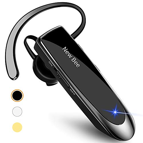 New bee Bluetooth Earpiece V5.0 Wireless Handsfree Headset with Microphone 24 Hrs Driving Headset 60 Days Standby Time for iPhone Android Samsung Laptop Trucker Driver (Black) - Image 1