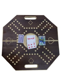 Jackaroo Jackaroo Brown Board Foldable for 4 Players for Strategic Planning Game 2 Types Play Card Orinary+Good Quality Plastic Card Fine Wood 57* 57*2cm+16 Marbles  - Image 1