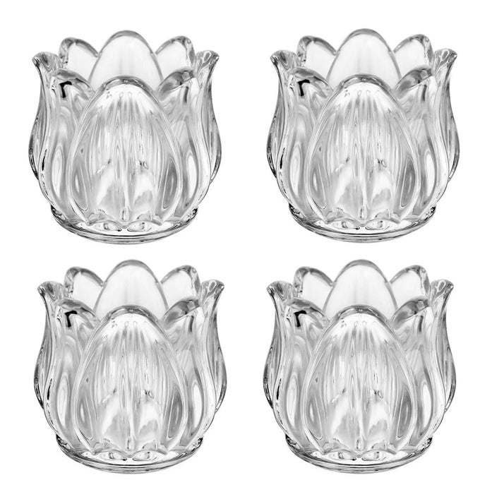 TULIP SHAPED GLASS CANDLE HOLDER SPRING FLOWER TEALIGHT CANDLE HOLDER GLASS TEA LIGHT VOTIVE CANDLE HOLDERS CANDLE JARS FOR BATHROOM MOTHERS DAY PARTY CENTERPIECE DECORATION