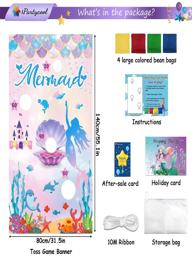 iPartycool Mermaid Toss Game, Mermaid Birthday Party Games, Mermaid Bean Bag Toss Games, Mermaid Party Supplies, Mermaid Backdrop Mermaid Party Games for Kids Adults Outside Activities Outdoor Games - Image 2