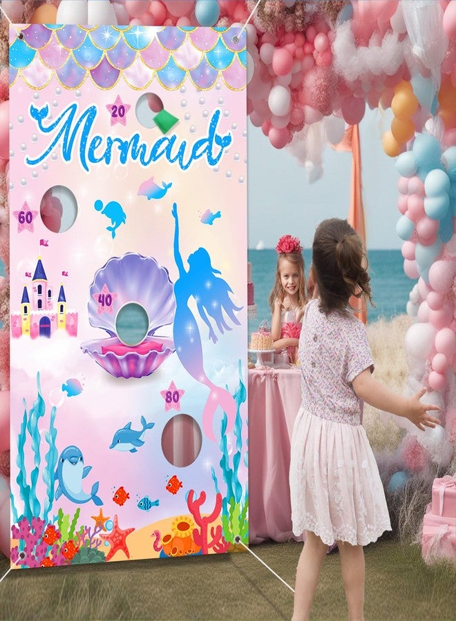 iPartycool Mermaid Toss Game, Mermaid Birthday Party Games, Mermaid Bean Bag Toss Games, Mermaid Party Supplies, Mermaid Backdrop Mermaid Party Games for Kids Adults Outside Activities Outdoor Games - Image 3