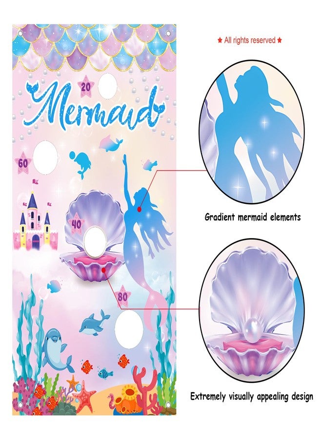 iPartycool Mermaid Toss Game, Mermaid Birthday Party Games, Mermaid Bean Bag Toss Games, Mermaid Party Supplies, Mermaid Backdrop Mermaid Party Games for Kids Adults Outside Activities Outdoor Games - Image 4