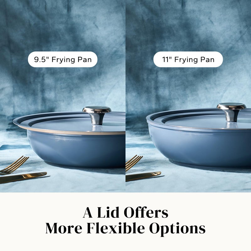 Redchef Nonstick Ceramic Pans, 4-Piece Deep Ceramic Frying Pan with Lid, 8" 9.5" 11" Deep Frying Pan, Egg Frying Pans Suitable for All Stovetops, PFAS & PTFE & PFOA Free, Dishwasher & Oven Safe, Blue - Image 3