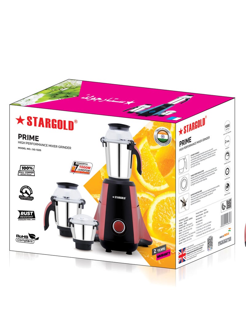 Stargold Mixer Grinder 1000 Watts 3-In-1 High Performance Copper Motor With Razor Sharp Blade - Image 2