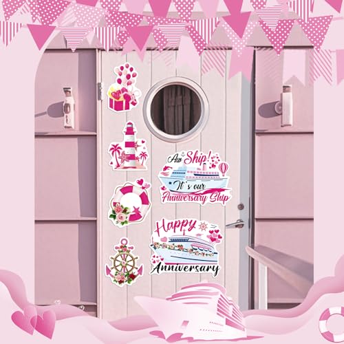 Dazoratix Anniversary Cruise Door Magnets - 7 PCs Wedding Ship Cabin Stateroom Anchor Accessories Magnetic Stickers for Carnival Party Refrigerator Magnet Fridge Car Decorations Garage Locker Decor - Image 2