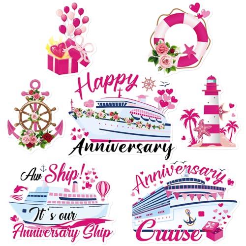 Dazoratix Anniversary Cruise Door Magnets - 7 PCs Wedding Ship Cabin Stateroom Anchor Accessories Magnetic Stickers for Carnival Party Refrigerator Magnet Fridge Car Decorations Garage Locker Decor - Image 1