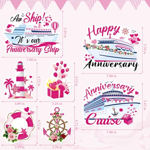 Dazoratix Anniversary Cruise Door Magnets - 7 PCs Wedding Ship Cabin Stateroom Anchor Accessories Magnetic Stickers for Carnival Party Refrigerator Magnet Fridge Car Decorations Garage Locker Decor - Image 5
