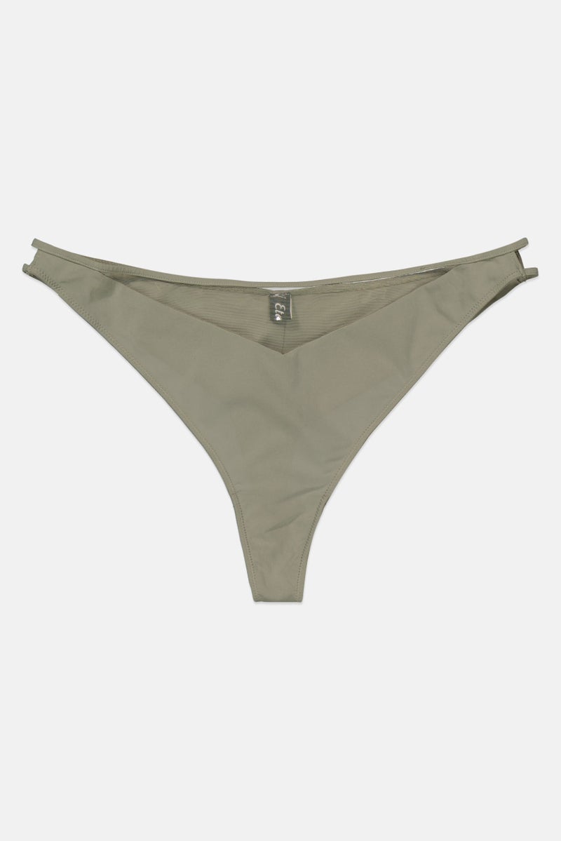Women Plain Pull-On Tanga Panty, Sage Green