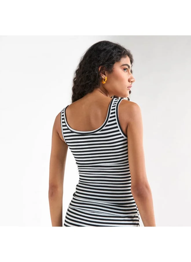 FAV Striped Tank Top with Round Neck