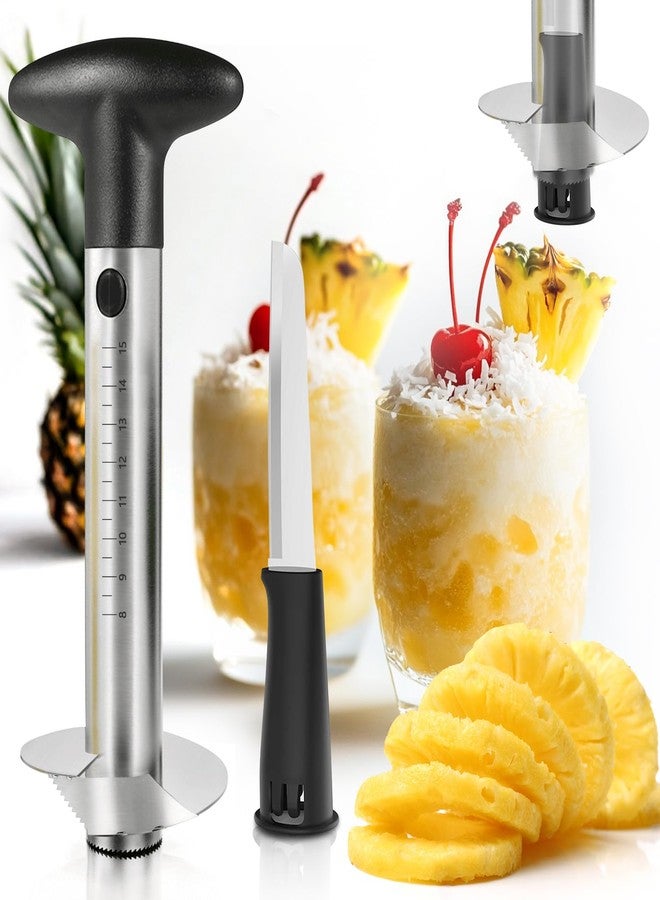 YYP Pineapple Corer and Slicer with Measurement Marks – Stainless Steel Pineapple Cutter for Perfect Pineapple Rings & Effortless Cutting (Black) - Image 1