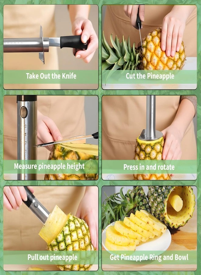 YYP Pineapple Corer and Slicer with Measurement Marks – Stainless Steel Pineapple Cutter for Perfect Pineapple Rings & Effortless Cutting (Black) - Image 2