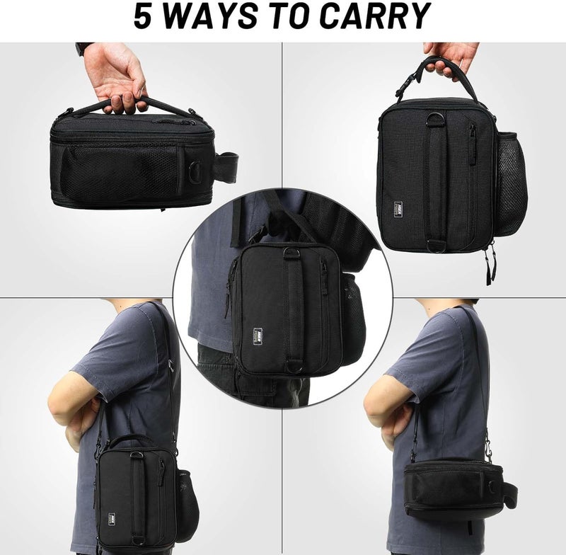 MIER Expandable Lunch Bag Insulated Lunch Box for Men to Work Travel Portable Lunchbox Bags with Shoulder Strap and Water Bottle Holder, Black - Image 4