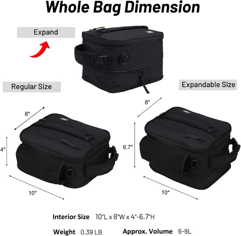 MIER Expandable Lunch Bag Insulated Lunch Box for Men to Work Travel Portable Lunchbox Bags with Shoulder Strap and Water Bottle Holder, Black - Image 3