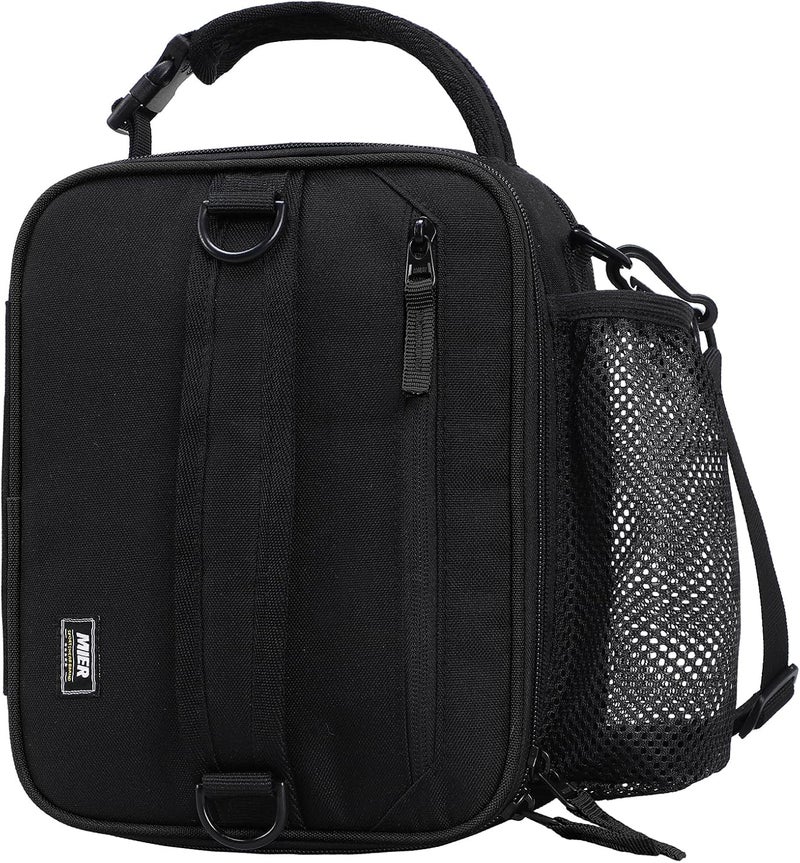 MIER Expandable Lunch Bag Insulated Lunch Box for Men to Work Travel Portable Lunchbox Bags with Shoulder Strap and Water Bottle Holder, Black - Image 1