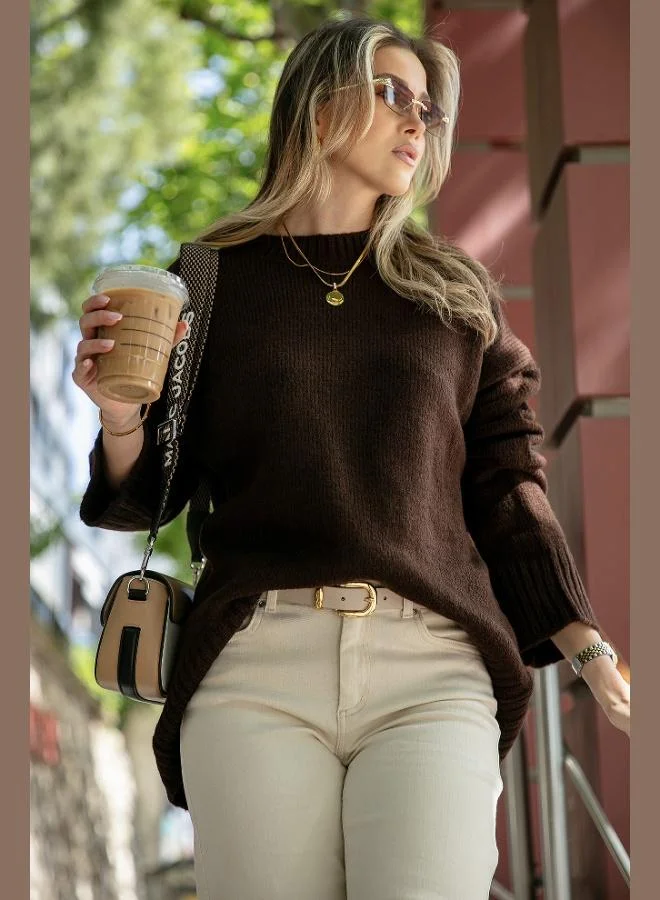 Lela Lela Regular Fit Crew Neck Basic Knitwear Sweater Women's SWEATER 4616213