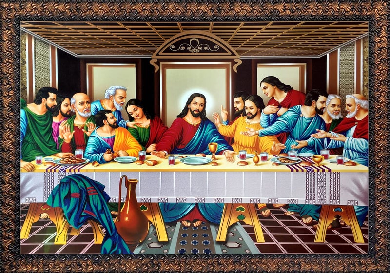 CN RETAILS Abstract Painting, Jesus The Last Supper, wood art framed Painting for home décor Synthetic Solid Wooden Frame, (Multicolour, 42cmx58cm) 1420_03 - Image 2