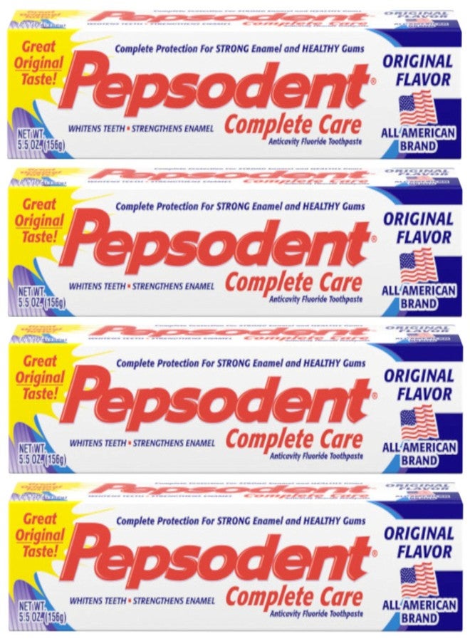 Pepsodent Complete Care Anticavity Fluoride Toothpaste, Original Flavor, 5.5 OZ (Pack of 4) - Image 1