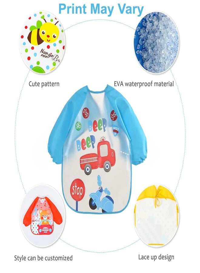 Sparkle Joy Full Sleeves Bibs for Baby Washable, Waterproof Apron with Tying Robe | Quick Dry Baby Bibs for Newborns/Infants/Toddlers/Babies (6-36months) (Pack of 1) (Print May Vary) (SKYBLUE) - Image 2