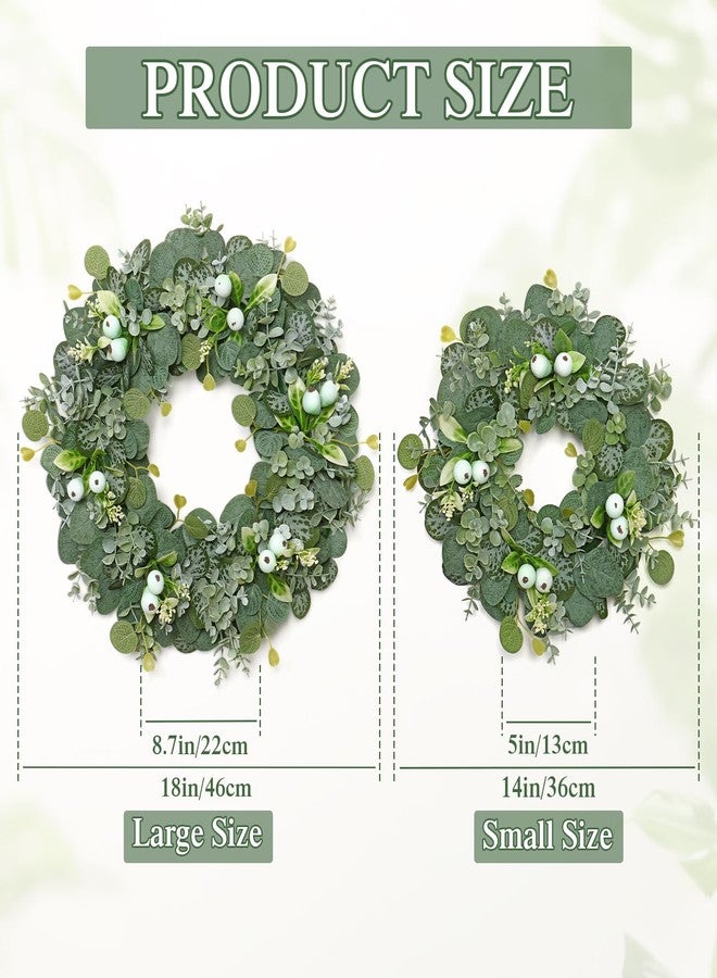 KHOYIME 18'' Artificial Eucalyptus Wreath for Front Door, Spring Summer Greenery Wreath with Berries Indoor Outdoor Home Decor Farmhouse Porch Wall Window Wedding All Seasons Hanging Decoration - Image 4