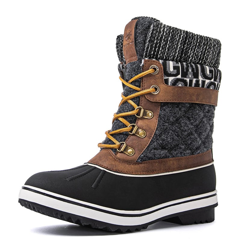 GLOBALWIN Snow Boots For Women Brown/Prints Women's Winter Boots 5.5M - Image 1