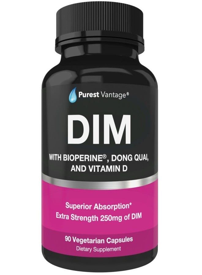 Purest vantage Pure DIM Supplement 250mg Diindolylmethane Plus BioPerine and Dong Quai - Hormone Balance Support for Women and Men, Menopause & Estrogen Support - 90 Vegetarian Capsules - Image 1